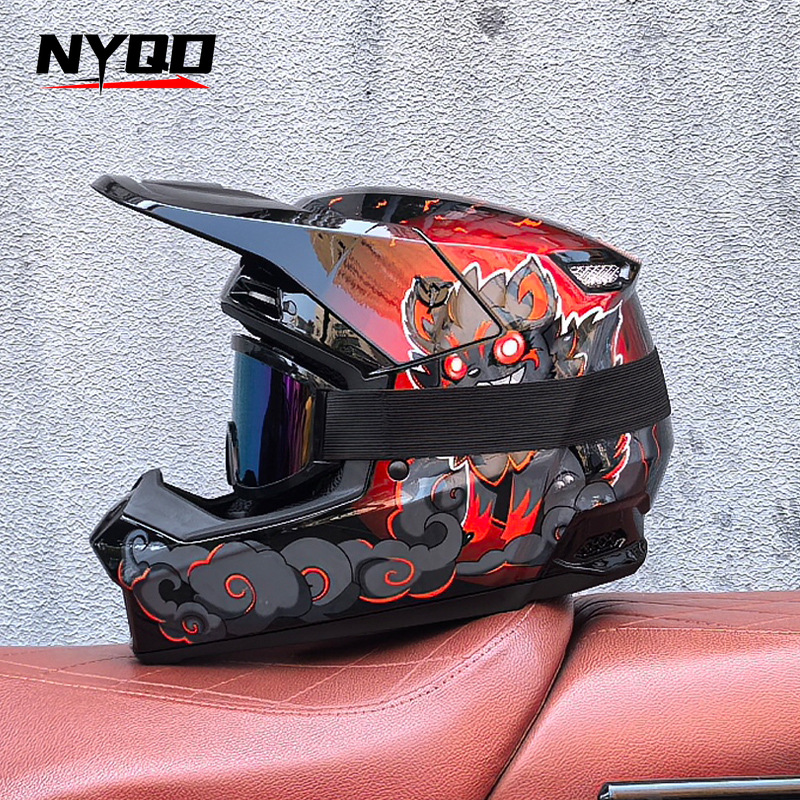 Mountain Biking Helmet Full Face - Orz Off-Road Üç Parçalı Kask Downhill